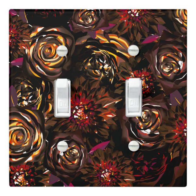 Dark Garden Autumn Glow Flowers Fall  Light Switch Cover (In Situ)