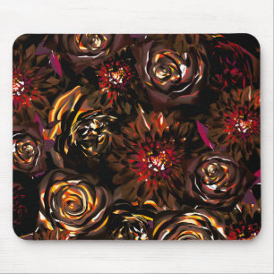 Dark Garden Autumn Glow Flowers Fall Mouse Pad