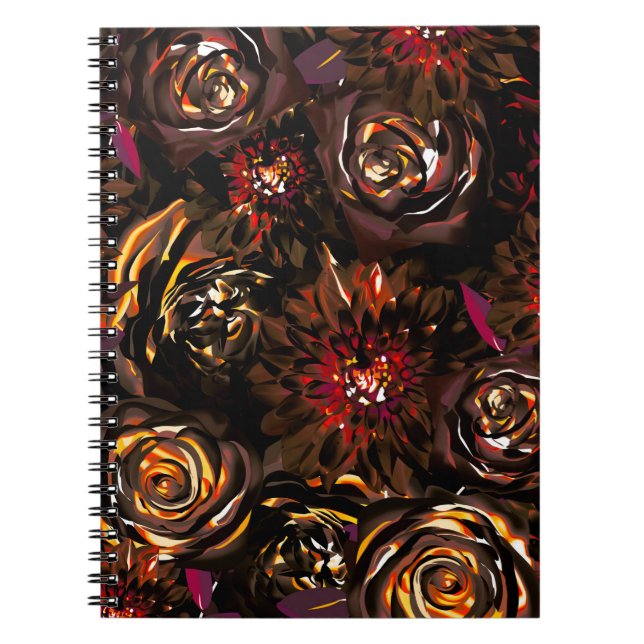 Dark Garden Autumn Glow Flowers Fall  Notebook (Front)