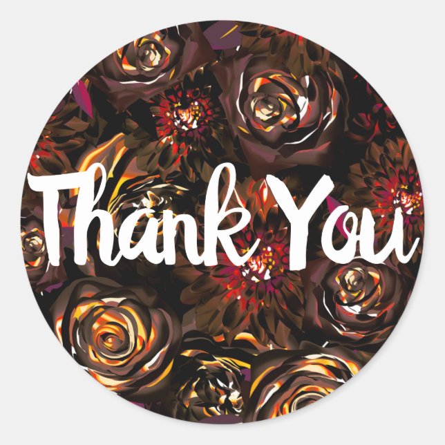 Dark Garden Autumn Glow Flowers Fall Wedding Classic Round Sticker (Front)