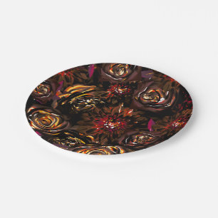 Dark Garden Autumn Glow Flowers Fall Wedding Paper Plates