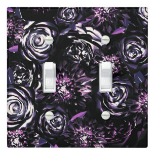 Dark Garden Bewitching Purple Glam Flowers Light Switch Cover