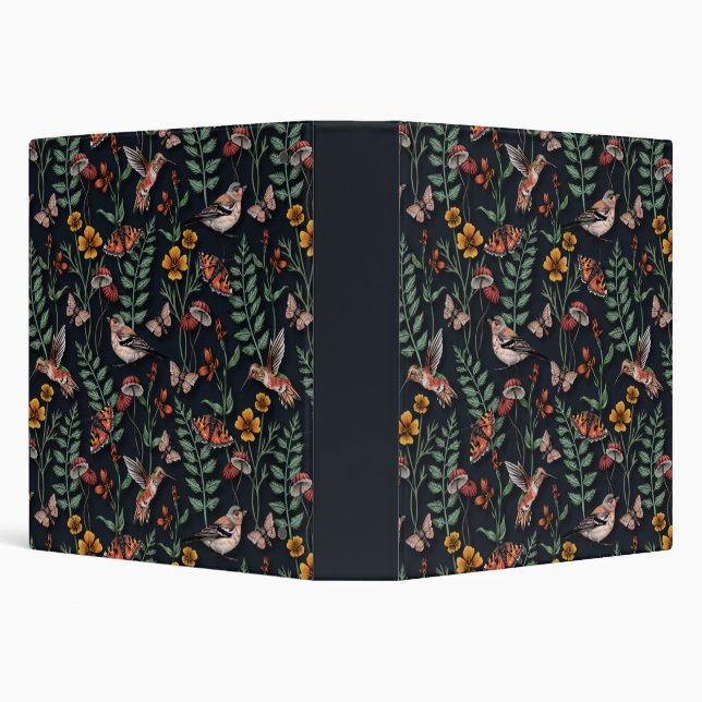 Dark Garden Birds & Butterflies 3 Ring Binder (Background)