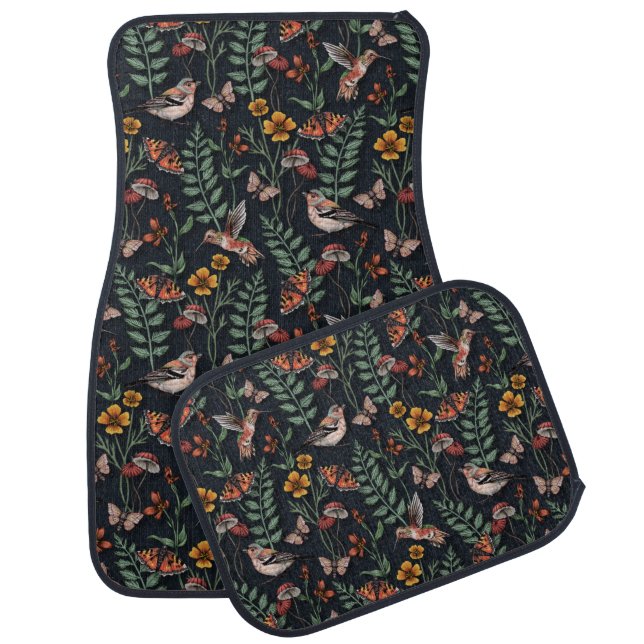 Dark Garden Birds & Butterflies Car Floor Mat (Set)