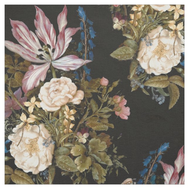 Dark Garden Floral Fabric (Swatch)