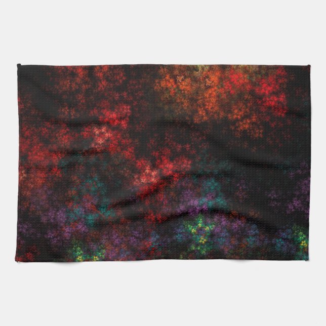 Dark Garden Fractal Kitchen Towel (Horizontal)