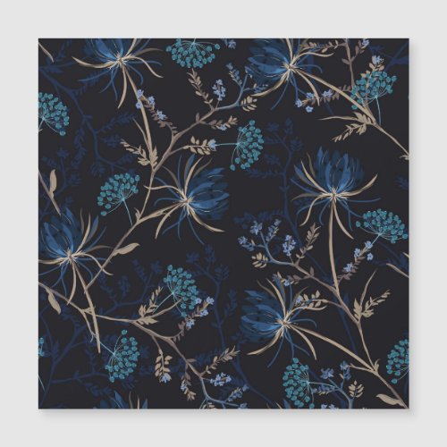 Dark Garden Monotone Blue Floral