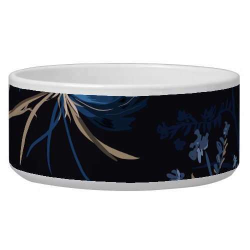 Dark Garden Monotone Blue Floral Bowl
