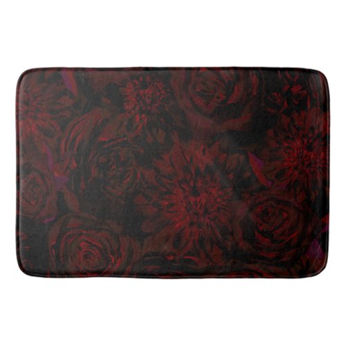 Dark Garden Red Romantic Flowers Gothic Glam Bath Mat