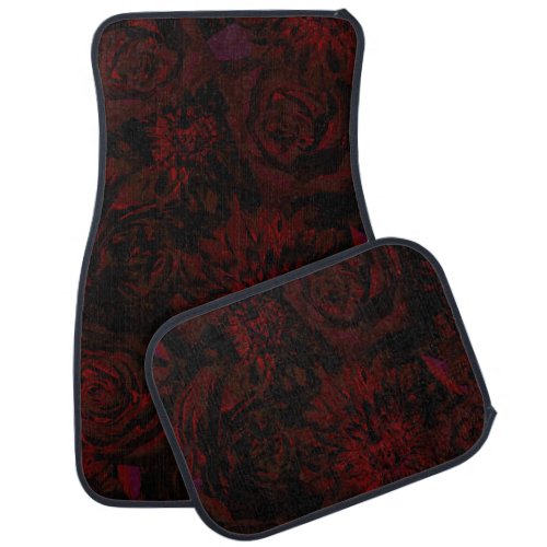 Dark Garden Red Romantic Flowers Gothic Glam Car Floor Mat