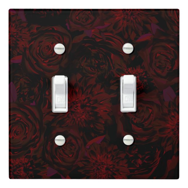 Dark Garden Red Romantic Flowers Gothic Glam Light Switch Cover (In Situ)