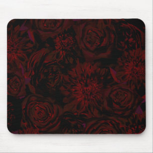 Dark Garden Red Romantic Flowers Gothic Glam Mouse Pad
