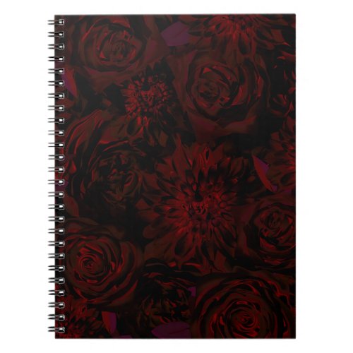 Dark Garden Red Romantic Flowers Gothic Glam Notebook