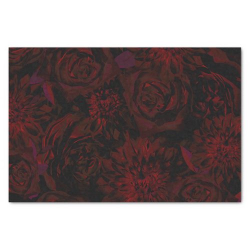 Dark Garden Red Romantic Flowers Gothic Wedding Tissue Paper