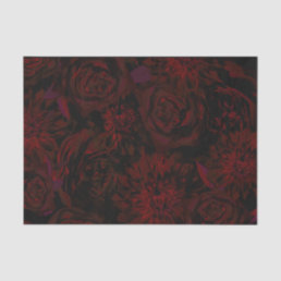 Dark Garden Red Romantic Flowers Gothic Wedding Tissue Paper