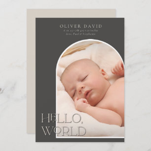 Dark Gender Neutral Arch Photo Birth Announcement