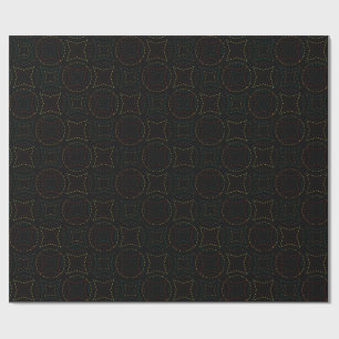 Dark Geometric Dotted  with Glowing Shapes Wrapping Paper