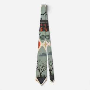 Dark ghost pattern neck tie