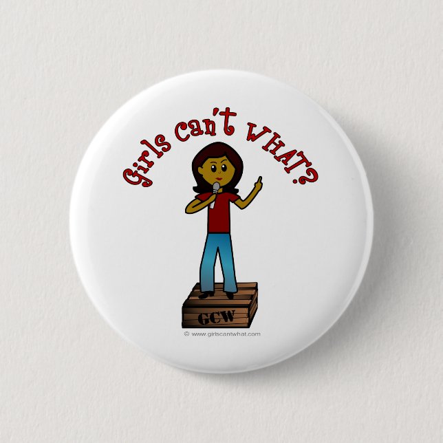 Dark Girl on Soapbox Button (Front)