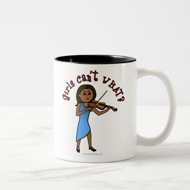 Dark Girl Playing Violin Two-Tone Coffee Mug (Right)