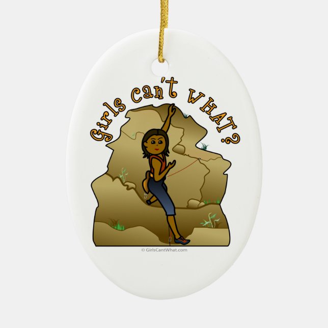Dark Girl Rock Climber Ceramic Ornament (Front)