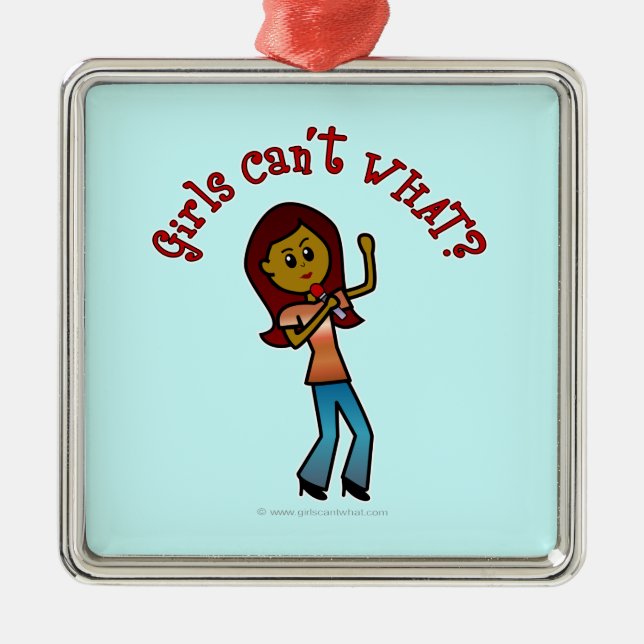 Dark Girl Singer Metal Ornament (Front)