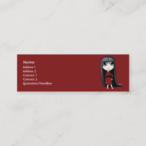 Customizable Dark Girl - Skinny Business Card Templates