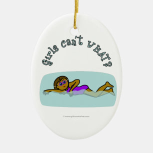 Dark Girl Swimming Ceramic Ornament