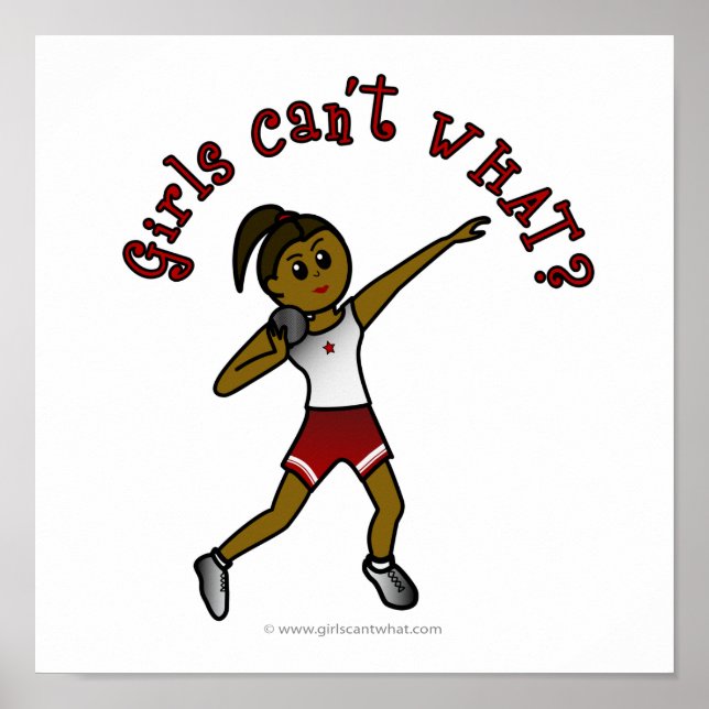 Dark Girls Shot Put in Red Uniform Poster (Front)