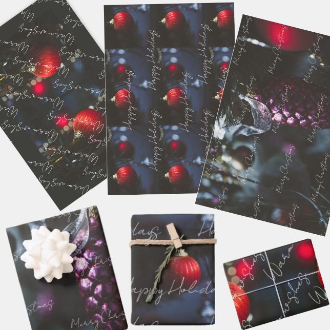 Dark glamour Christmas ornaments  Wrapping Paper Sheets (Creator Uploaded)