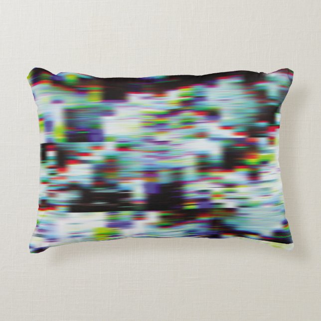 Dark glitch background, illustration. Black, blue, Accent Pillow (Front)