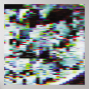 Dark glitch background, illustration. Black, blue, Poster