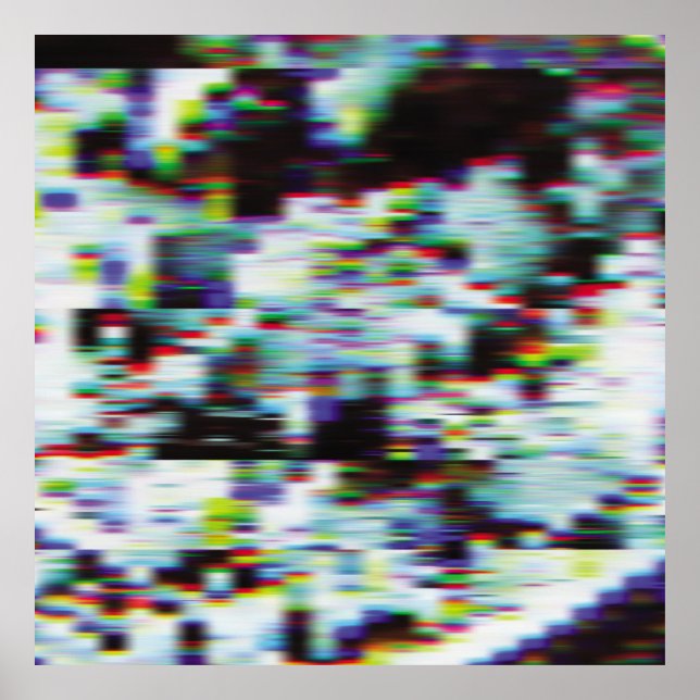 Dark glitch background, illustration. Black, blue, Poster (Front)