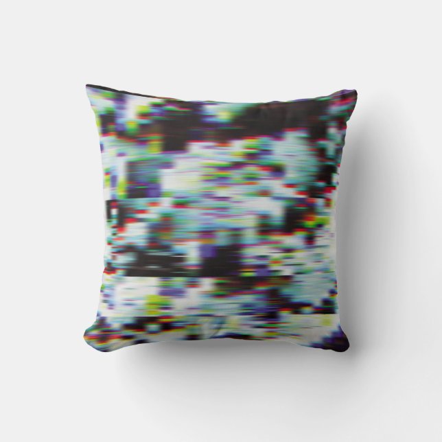Dark glitch background, illustration. Black, blue, Throw Pillow (Front)