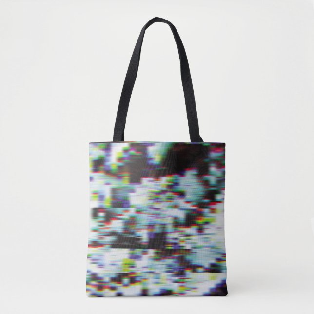 Dark glitch background, illustration. Black, blue, Tote Bag (Front)