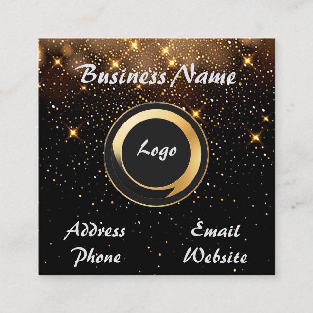 Dark Glitter Custom QR Code For Business Square Business Card (Front)