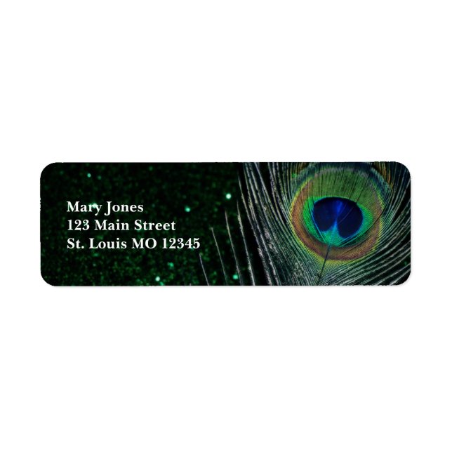 Dark Glittery Green Peacock Label (Front)