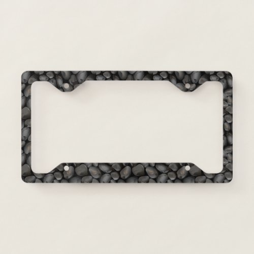 Dark glossy pebbles license plate frame