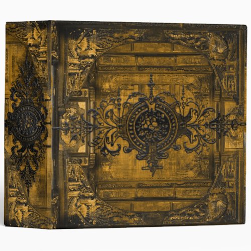 Dark Gold and Black Gothic Victorian Ancient Tome 3 Ring Binder