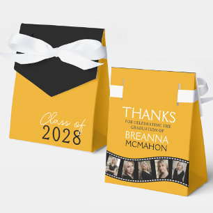 Dark Gold & Black Photo Collage Filmstrip Favor Boxes