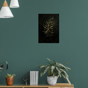 Dark Gold Botanical Branch Poster