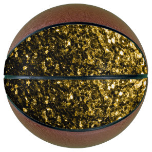 Dark gold faux glitter sparkles bling basketball