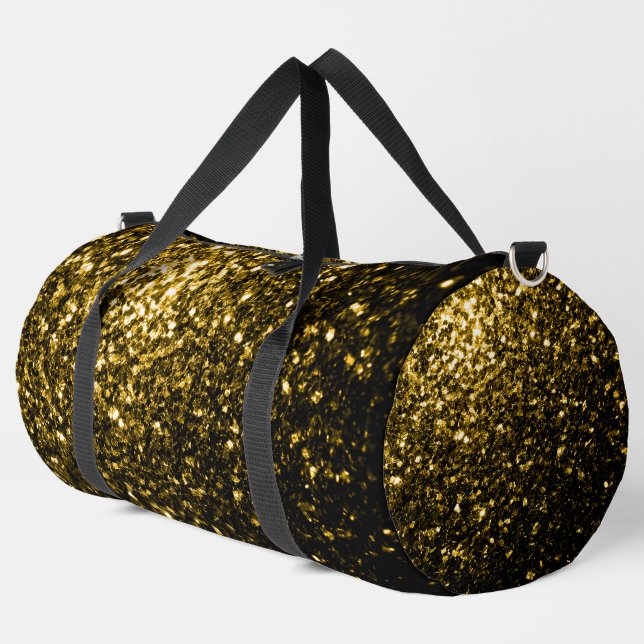 Dark gold faux glitter sparkles duffle bag (Left Corner)