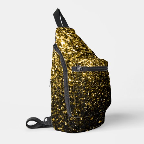 Dark gold faux glitter sparkles sling bag