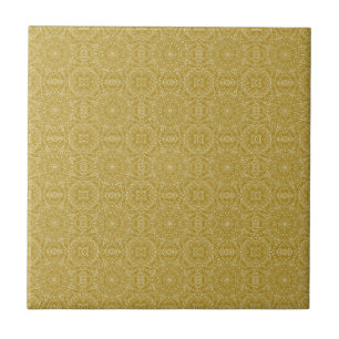 Dark gold geometric star wheel abstract art ceramic tile