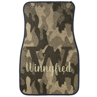 Dark Gold Glitter Camouflage Monogram Outdoorsy Car Floor Mat