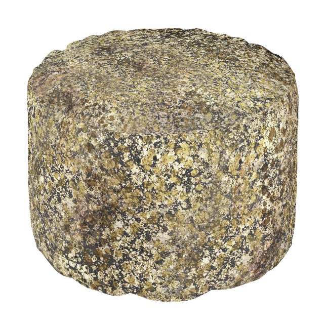 Dark Gold Glitter Crackle Modern Chic Glam Sparkle Pouf (Angled Front)