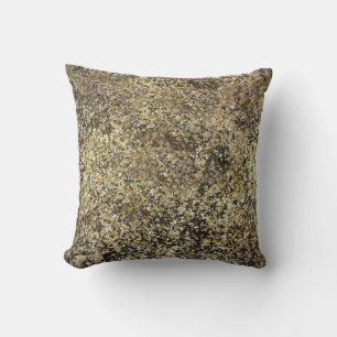 Dark Gold Glitter Crackle Modern Chic Glam Sparkle Throw Pillow
