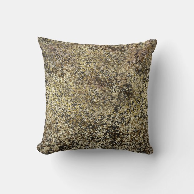 Dark Gold Glitter Crackle Modern Chic Glam Sparkle Throw Pillow (Front)