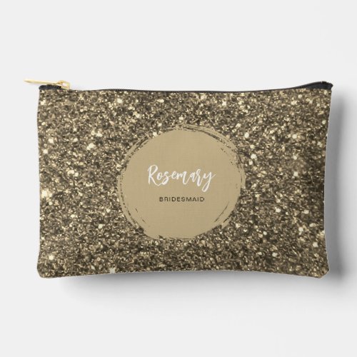 Dark Gold Glitter Sparkle Glamour Bridesmaid Gifts Accessory Pouch